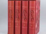 a set of three red books sitting on top of each other