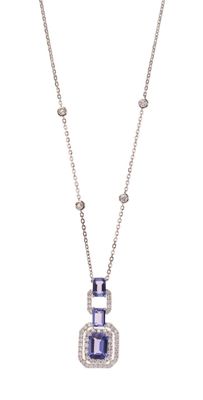 un collier en or blanc serti d'une tanzanite et de diamants