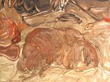 a painting of a dog and a cat on a table