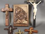 a picture of a crucifix, a picture of jesus and a picture of jesus on a cross