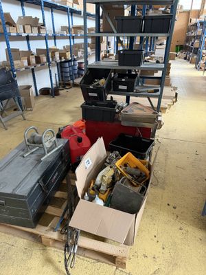 a lot of boxes that are sitting on a pallet in a warehouse