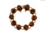 Bracelet composé de perles en œil-de-tigre brun et d'une chaîne plaquée or