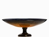 a black bowl with a wooden base on a white background