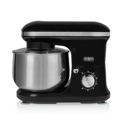 a close up of a black and silver mixer on a white background
