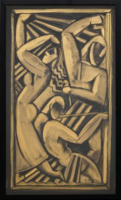 une image représentant une peinture en noir et or d'un homme et d'une femme