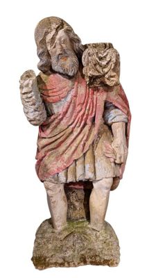 une statue représentant un homme avec un enfant sur l'épaule