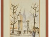 a picture of a painting of a city street