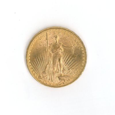 an image of a gold coin on a white surface