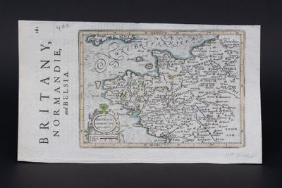 an old map of england on a piece of paper on a table