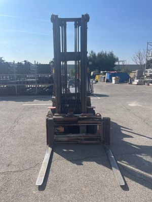 a picture of a forklift in a parking lot
