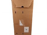 a cardboard box with a knife sticking out of it