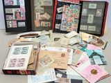 many different types of stamps on a table