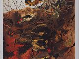 an image of a picture of a painting with butterflies flying over it