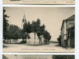 quatre photos différentes d'une rue avec des bâtiments et des arbres