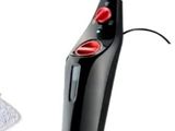 a black and red steam mop and a white and black mop