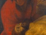 an image of a painting of a man on a cross being held by a woman