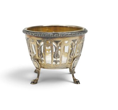 an image of a silver bowl on a stand on a white background