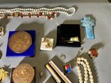 a table with a lot of jewelry on it