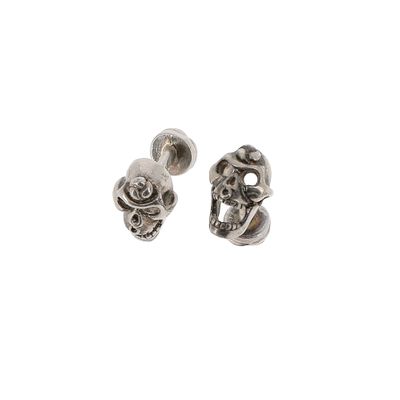NIRWANA Boutons de manchette "Silver Skull" en argent.