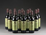six bottles of wine lined up in a row on a table