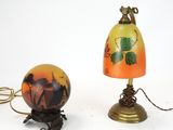 two lamps that are sitting next to each other on a table