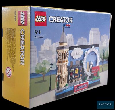 une boîte contenant une tour horloge Lego Creator