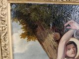 a painting of a naked man hanging on a tree