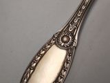 a close up of a spoon on a table on a table