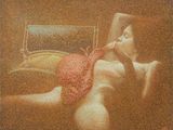 une peinture représentant une femme nue allongée sur un lit