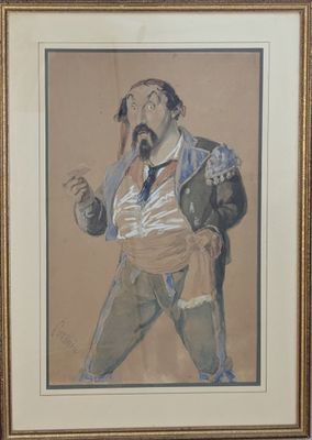 tableau représentant un homme en costume-cravate tenant une cigarette