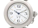 Montre Cartier pour femme à bracelet en acier inoxydable avec cadran blanc
