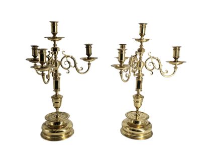 paire de candélabres anciens en laiton
