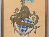 an image of a painting of a coat of arms with a dragon on it