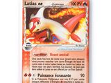 a close up of a pokemon card on a white surface