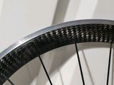 a close up of a bicycle tire with a black rim