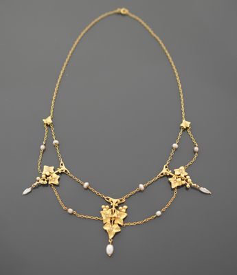 Délicat collier collerette en or jaune 18K 750 millièmes à m…