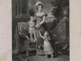 une vieille photo en noir et blanc représentant une femme et deux enfants