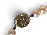 pearl necklace with a coin on a chain on a white background
