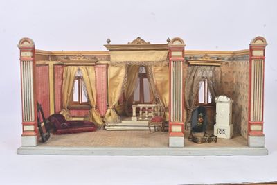 une maquette d'un salon avec un canapé et des fauteuils