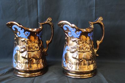 Paire de carafe/pichet effet cuivré