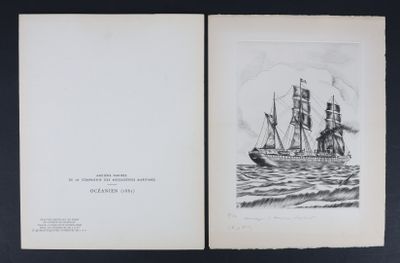 un vieux livre sur lequel figure le dessin d'un bateau sur l'eau