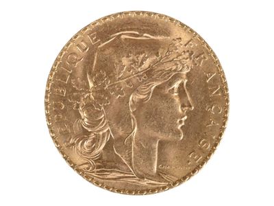 Pièce de 20 francs or au coq, 1909. Petites usures. - Photo 1