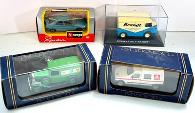 ELIGOR, BURAGO - Lot de 4 voitures miniatures Citroën avec boîte compr