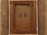 an old wooden picture frame with a number on it
