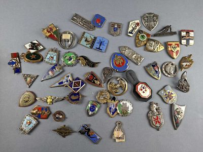 Boîte avec un fort lot d'INSIGNES toutes armes.