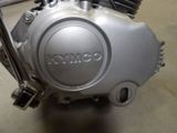 a close up of a motorcycle engine on a table