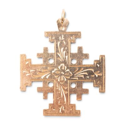 une image d'une croix dorée sur fond blanc