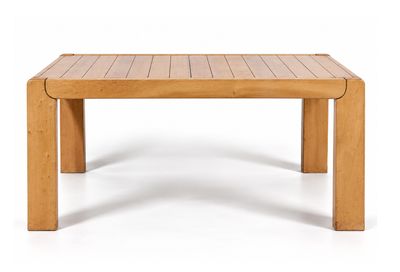 a close up of a wooden table on a white background