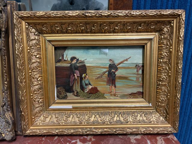 M BONNET (XXe) « Les pêcheuses ». Huile sur toile. Signée en bas ...