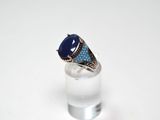 bague en argent sterling avec lapis-lazuli et topaze bleue